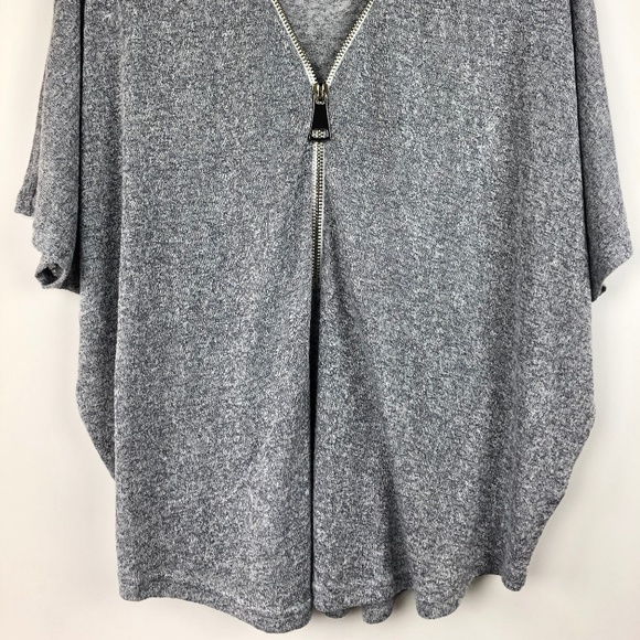 JOAN VASS M Dolman Sleeve Zip V-Neck Sweater Blue - Picture 4 of 7